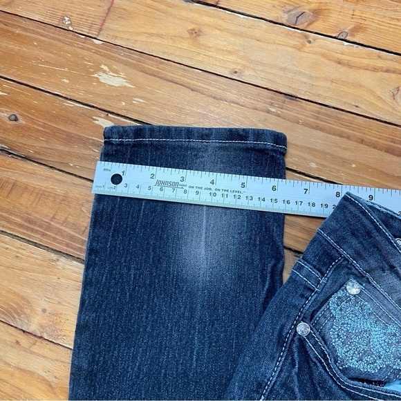 TOUCH Me jeans crystal embellishments flap pockets low rise ripped size 11-12 - Picture 11 of 14